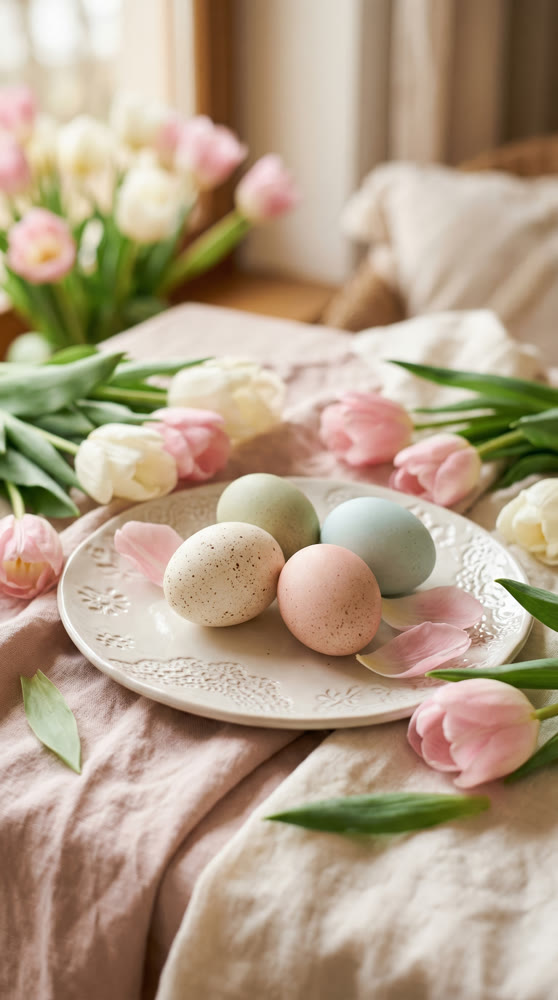 A multitude of painted Easter eggs. Visual aesthetics